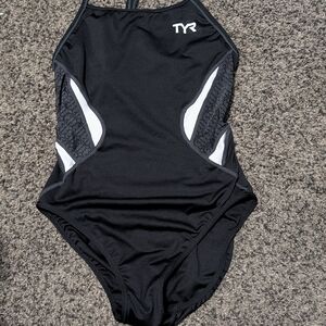 TYR Black and White Athletic Swimsuit
